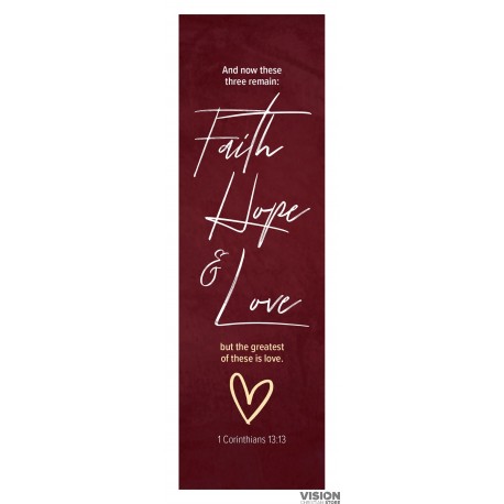 Bookmark Red Faith Hope Love (10 pack)
